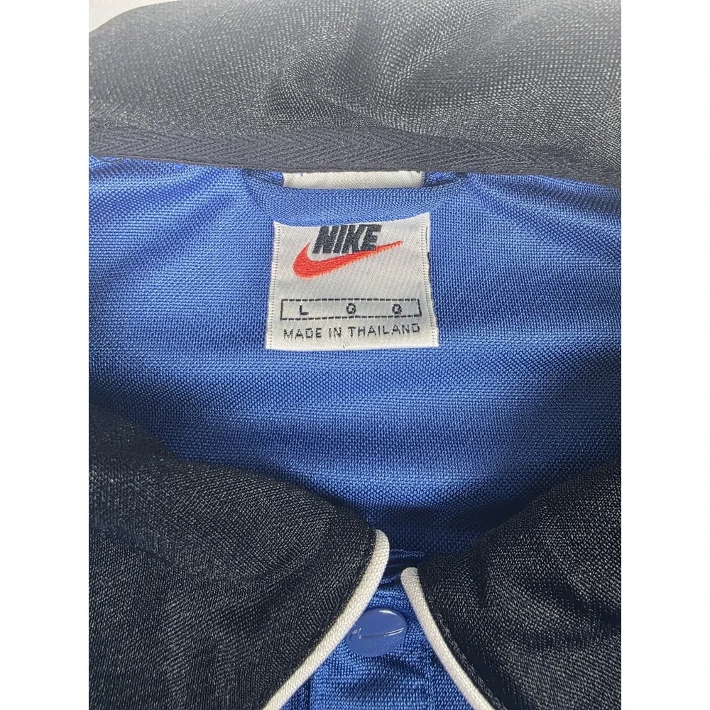 Vintage Nike 90s Warm Up Basketball Polo Embroidered Blue Black Mens Size Large